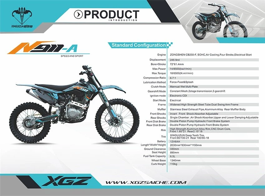 Off-road motorcycle parameters